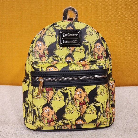 Loungefly Dr. Seuss the Grinch & Max AOP Holiday Mini Backpack NEW